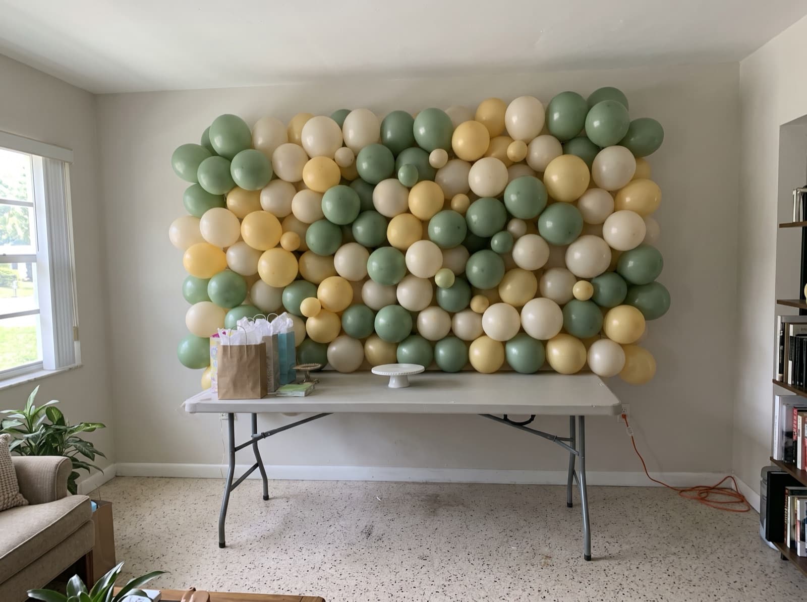 Pastel balloon wall for a baby shower